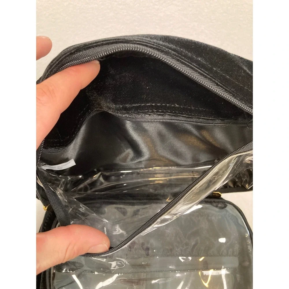 Bueno Velvet Toiletry‎ Bag Travel Case Black Tassel Organizer Small